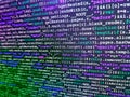 Developer working on source codes on computer at office. Javascript functions, variables, objects. Programming, webdesign HTML Royalty Free Stock Photo