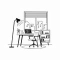 developer workspace city view line art Royalty Free Stock Photo