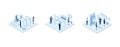 Developers prototyping, programming user interface and testing mobile app. UI design and user experience concept, set isometric Royalty Free Stock Photo