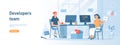 Developers team. Optimization, development, testing app. Programmers creates software. Royalty Free Stock Photo