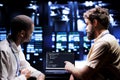 IT developers write server script code Royalty Free Stock Photo