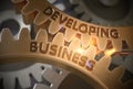 Developing Business on Golden Gears. 3D Illustration.