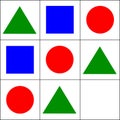 Developing children`s game geometric shapes.