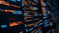 Developing coding languages, typing scripts, project data, and abstract screen backgrounds using information technology. Royalty Free Stock Photo