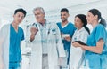 Developing healthcare and medicine as a cooperative science. Shot of a group of medical practitioners brainstorming with Royalty Free Stock Photo