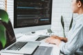 Developing programmer Development Website design and coding technologies working at home Royalty Free Stock Photo