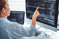 Developing programmer Development Website design and coding technologies working at home Royalty Free Stock Photo
