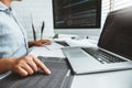 Developing programmer Development Website design and coding technologies working at home Royalty Free Stock Photo