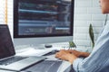 Developing programmer Development Website design and coding technologies working at home Royalty Free Stock Photo