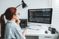Developing programmer Development Website design and coding technologies working at home Royalty Free Stock Photo