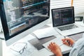 Developing programmer Development Website design and coding technologies working at home Royalty Free Stock Photo