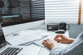 Developing programmer Development Website design and coding technologies working at home Royalty Free Stock Photo