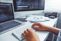 Developing programmer Development Website design and coding technologies working at home Royalty Free Stock Photo