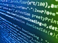 Developing programming binar. Js and the abstract background. Programming code on computer screen. Technology concept hex code Royalty Free Stock Photo