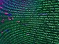 Developing programming binary code. Coding css on mornitor at the office - for background or montage product. Abstract program Royalty Free Stock Photo