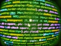 Developing programming binary code. Developer working on web sites codes in office. Python programming developer code. Computer Royalty Free Stock Photo