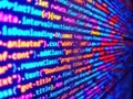 Developing programming binary code. Information technology website coding. Computer language script code screen. Program code with Royalty Free Stock Photo
