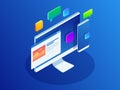 Developing programming and coding technologies concept. Website design. Big data processing, computing isometric vector Royalty Free Stock Photo
