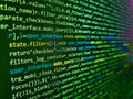 Developing programming and coding technologies. Css3 code on a colorful background. Php code on blue background in code editor. Royalty Free Stock Photo