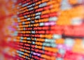 Developing programming and coding technologies. Data encryption security code on a computer display, close up. Web developer HTML Royalty Free Stock Photo
