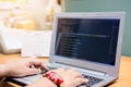 Developing programming and coding technologies on desk, Website Royalty Free Stock Photo