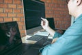 Developing programming and coding technologies working in a software engineers developing applications together in office Royalty Free Stock Photo