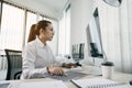 Developing programming and coding technology working in a software engineers developing applications in office Royalty Free Stock Photo