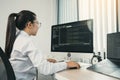 Developing programming and coding technology working in a software engineers developing applications in office Royalty Free Stock Photo