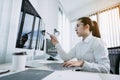 Developing programming and coding technology working in a software engineers developing applications in office Royalty Free Stock Photo