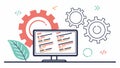 Development Coding: Computer with Gears Programming Icon, vector design Generative AI Royalty Free Stock Photo