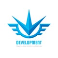 Development - concept business logo template vector illustration. Flash star with wings. Abstrat transport creative sign.