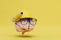 development of a construction plan. brain in glasses, with a pencil and in a construction helmet. copy paste. 3D render