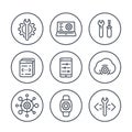 Development, engineering, configuration line icons Royalty Free Stock Photo