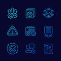 development, hardware and protocols line icons set