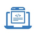 Development, html, webpage icon. Blue color design