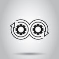 Development icon in flat style. Devops vector illustration on isolated background. Cog with arrow business concept Royalty Free Stock Photo