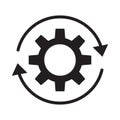 Development icon. Workflow process icon in flat style. Gear cog wheel with arrows vector illustration Royalty Free Stock Photo