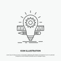 Development, idea, bulb, pencil, scale Icon. Line vector gray symbol for UI and UX, website or mobile application Royalty Free Stock Photo