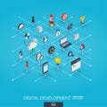 Development integrated 3d web icons. Digital network isometric concept.