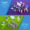 Development Isometric Horizontal Banners Royalty Free Stock Photo