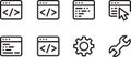 Development Line Art Icons Collection Consisting of Coding and Programming Interface Royalty Free Stock Photo