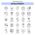 Development Line Icon Set - 25 Dashed Outline Style Royalty Free Stock Photo