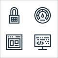 Development line icons. linear set. quality vector line set such as coding, website, optimization Royalty Free Stock Photo