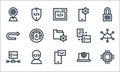 development line icons. linear set. quality vector line set such as cpu, send, server, laptop, programmer, u turn, database,