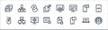 development line icons. linear set. quality vector line set such as optimization, smartphone, calendar, computer mouse, send, chat
