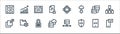 Development line icons. linear set. quality vector line set such as send, shield, data storage, layers, servers, code, cpu, stats Royalty Free Stock Photo