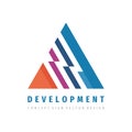 Development logo template design. Progress business vector symbol. Abstract triangle sign. Stylized pyramid structure concept Royalty Free Stock Photo