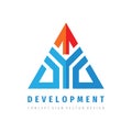 Development logo template design. Progress business vector symbol. Abstract triangle sign. Stylized pyramid structure concept