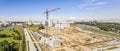 Development of new city residential area. city construction site. panoramic aerial view Royalty Free Stock Photo