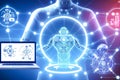 development of new science and technology tools and innovation with artificial intelligence smart robot, new technologies concept